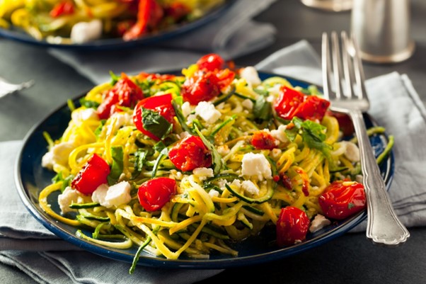 Spaghetti tièdes aux légumes et Gorgonzola