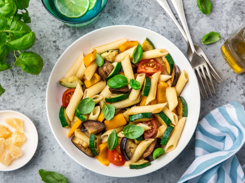 Recette de spaghetti avec sauce aux légumes grillés